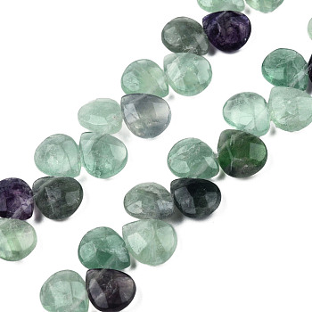 Natural Purple Fluorite Gemstone Beads Strands, Top Drilled Beads, Faceted, Teardrop, 12x9~10x6mm, Hole: 1mm, about 30pcs/strand, 11.81 inch