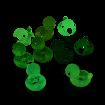 Luminous Transparent Resin Beads, Duck, Mixed Color, 23x15.5x16mm, Hole: 4.6mm