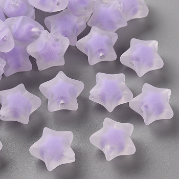 Transparent Acrylic Beads, Frosted, Bead in Bead, Star, Lilac, 14x15x8.5mm, Hole: 2mm, about 518pcs/500g