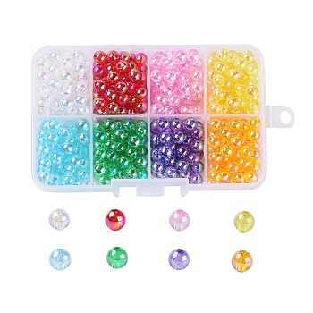 8 Colors Eco-Friendly Transparent Acrylic Beads, AB Color, Round, Mixed Color, 6mm, Hole: 1.5mm, 8colors, about 52pcs/color, 416pcs/box