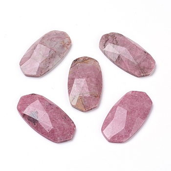 Natural Rhodonite Cabochons, Faceted, Oval, 38x19x6mm