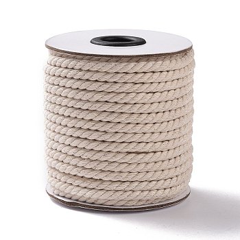 Round Cotton Twist Threads Cords, Macrame Cord, Light Yellow, 4mm, about 20yards/roll