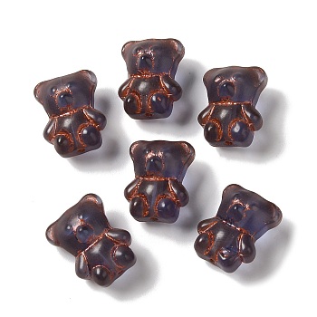 Transparent Lampwork Beads, Bear, Dark Slate Blue, 15x12x9mm, Hole: 1mm, about 57~62pcs/100g