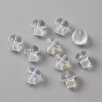 Transparent Glass Beads, Mushroom, Clear, 13.5x13.5mm, Hole: 1.6mm