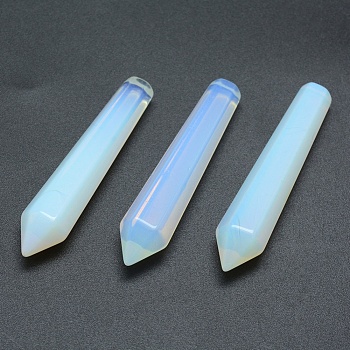 Opalite Stone Pointed Beads, Bullet, Undrilled/No Hole Beads, 50.5x10x10mm