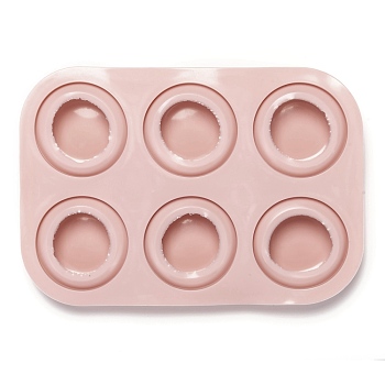Flat Round Silicone Molds, Food Grade Molds, For DIY Cake Decoration, Candle, Chocolate, Candy, UV Resin & Epoxy Resin Craft Making, Pink, 215x148x26mm, Inner Diameter: 36~58mm