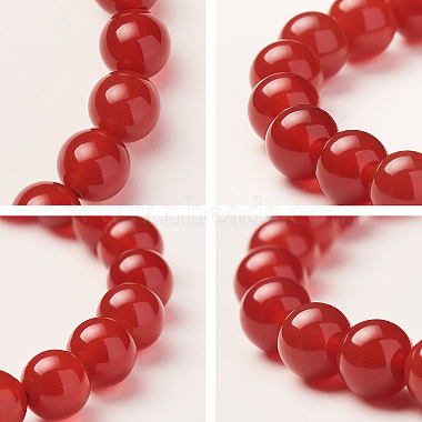Natural Red Agate Round Beads Stretch Bracelets(BJEW-PH0001-8mm-04)-5