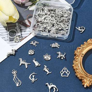 60Pcs 15 Styles Tibetan Styles Alloy Pendants(FIND-FS0002-01)-2