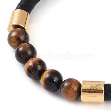 Round Natural Tiger Eye Bead Bracelets(BJEW-A009-08G-01)-3