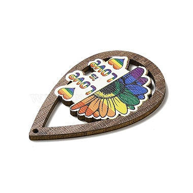 Arc-en-ciel/fierté drapeau thème simple face imprimé bois de tremble gros pendentifs(WOOD-G014-02F)-4