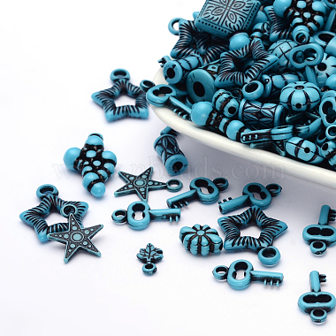 Dodger Blue Mixed Shapes Acrylic Beads