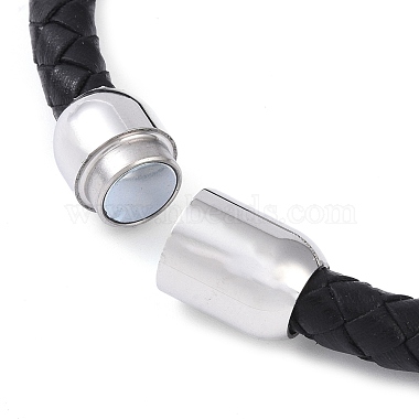 304 bracelets en cordon de cuir avec perles rondes en acier inoxydable(BJEW-A009-02P)-2