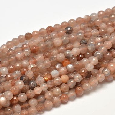 Faceted Natural Multi-Moonstone Round Bead Strands(G-F266-22-6mm)-2