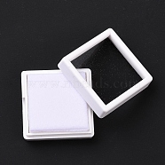 Square Plastic Diamond Presentation Boxes, Small Jewelry Show Cases, with Clear Acrylic Windows and Sponge Mat Inside, White, 4.1x4.1x1.6cm, 7.5mm Deep, Inner Diameter: 35x35mm (OBOX-G017-01B)