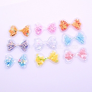 Plastic with Resin and Polymer Clay Accessories, DIY for Bobby pin Accessories, Glitter Powder, Bowknot with Star, Mixed Color, 25x39x3mm(RESI-CJC0007-35)
