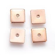 Ion Plating(IP) 304 Stainless Steel Spacer Beads, Square, Rose Gold, 6x6x0.9mm, Hole: 1.2mm(X-STAS-G193-08A-RG)