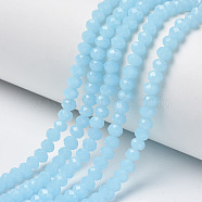 Glass Beads Strands, Imitation Jade, Faceted, Rondelle, Cyan, 3.5x3mm, Hole: 0.4mm, about 138pcs/strand, 15.7 inch(40cm)(EGLA-A034-J3mm-D04)