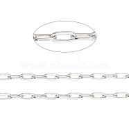 304 Stainless Steel Paperclip Chains, Soldered, with Spool, Stainless Steel Color, 3x1~1.3x0.3mm, about 65.61 Feet(20m)/roll(CHS-F010-01A-P)