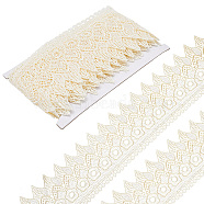 Polyester Woven Lace Trim, Waved Trimming Ribbon, Garment Curtain Accessories, White, 3-1/2 inch(90mm)(OCOR-GF0002-26B)