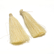 Cotton Thread Tassels Pendant Decorations, Lemon Chiffon, 80x8mm(X-NWIR-H112-02G)