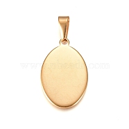 304 Stainless Steel Pendants, Stamping Blank Tag, Oval, Golden, 31.5x20x1.5mm, Hole: 10x4.5mm(STAS-I135-30G)