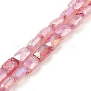 Imitation Jade Glass Beads Strands, AB Color Plated, Faceted, Rectangle, Indian Red, 7x4.5x3mm, Hole: 1mm, about 70pcs/strand, 19.21''(48.8cm)(GLAA-P058-04A-03)