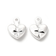 Brass Charms, Cadmium Free & Lead Free, Heart Charm, 925 Sterling Silver Plated, 9x6.5x2mm, Hole: 0.5mm(KK-H442-47S)