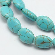 Dyed Synthetical Turquoise Oval Bead Strand, Turquoise, 13x10x5mm, Hole: 1mm, about 30pcs/strand, about 15 inch(G-P083-89G)