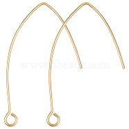 Beebeecraft 50Pcs Brass Earring Hooks, with Horizontal Loops, Nickel Free, Golden, 37~37.5x15~16x0.8mm, Hole: 2mm, 20 Gauge, Pin: 0.8mm(KK-BBC0004-39)
