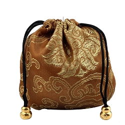 Buddha Theme Square Velvet Drawstring Bags, Organza Pouches Gift Jewelry Packaging Bag, Sienna, 13x13cm(PW-WG34160-09)