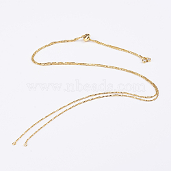 Electrophoresis Brass Necklace Making, with Cubic Zirconia & Slide Extender Chains, Box Chains, Long-Lasting Plated, Golden, 31.5 inch(80cm)(X-MAK-D020-01G)
