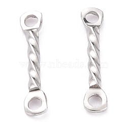 201 Stainless Steel Links Connectors, Twist Bar Links, Stainless Steel Color, 12x1.3x1.2mm, Hole: 1mm(STAS-B011-02A-P)