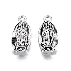 Tibetan Style Alloy Pendants, Cadmium Free & Lead Free, Virgin Mary, Antique Silver, 22x9.5x4mm, Hole: 1.8mm, about 491pcs/1000g(TIBEP-T010-12AS)