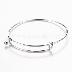 Adjustable 304 Stainless Steel Expandable Bangle Making, Stainless Steel Color, 2-3/8 inch(61mm)(BJEW-G482-01P)