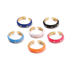Brass with Enamel Rings,  Long-Lasting Plated, Lead Free & Cadmium Free & Nickel Free, Real 18K Gold Plated, Mixed Color, 4mm, Inner Diameter: 17mm(RJEW-K236-01)