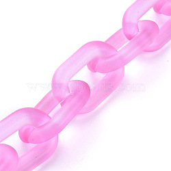 Handmade Transparent Acrylic Cable Chains, Oval, for Jewelry Making, Hot Pink, Link: 31x19x5mm, 39.37 inch(1m)/strand(AJEW-JB00575-11)
