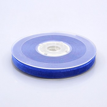 Polyester Velvet Ribbon for Gift Packing and Festival Decoration, Royal Blue, 3/8 inch(10mm), about 50yards/roll(45.72m/roll)