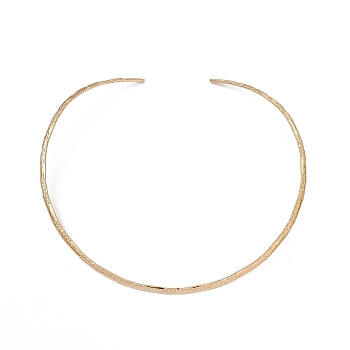 Vacuum Plating 304 Stainless Steel Textured Wire Necklace Making, Rigid Necklaces, Minimalist Choker, Cuff Collar, Golden, 0.4cm, Inner Diameter: 5-3/8 inch(13.78cm)