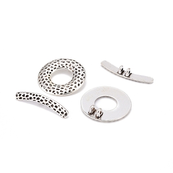 Tibetan Style Alloy Toggle Clasps, Cadmium Free & Nickel Free & Lead Free, Donut, Antique Silver, 31mm, Hole: 1.5mm