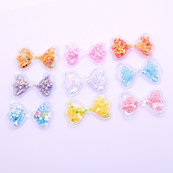 Plastic with Resin and Polymer Clay Accessories, DIY for Bobby pin Accessories, Glitter Powder, Bowknot with Star, Mixed Color, 25x39x3mm