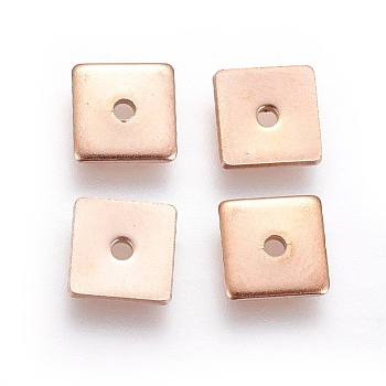 Ion Plating(IP) 304 Stainless Steel Spacer Beads, Square, Rose Gold, 6x6x0.9mm, Hole: 1.2mm