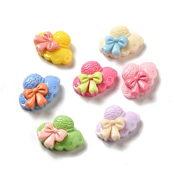 Opaque Resin Decoden Cabochons, Sun Hat with Bowknot, Mixed Color, 13x17x6mm