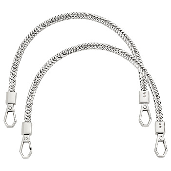 Bag Strap Chains, Iron Snake Chains, with Zinc Alloy Snap Clasps, for Bag Replacement Accessories, Platinum, 33x0.7x0.3cm