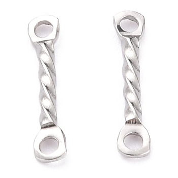 201 Stainless Steel Links Connectors, Twist Bar Links, Stainless Steel Color, 12x1.3x1.2mm, Hole: 1mm
