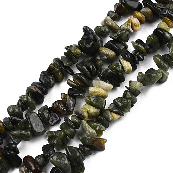 Natural Peridot Beads Strands, Chip, 5~13x5~13x1~7mm, Hole: 1mm, about 240~420pcs/strand, 34.6 inch