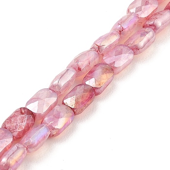 Imitation Jade Glass Beads Strands, AB Color Plated, Faceted, Rectangle, Indian Red, 7x4.5x3mm, Hole: 1mm, about 70pcs/strand, 19.21''(48.8cm)