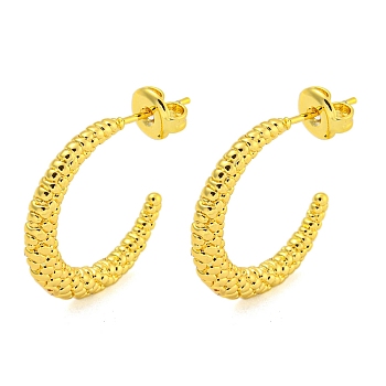 304 Stainless Steel Earrings, Half Round, Real 18K Gold Plated, 21x3mm