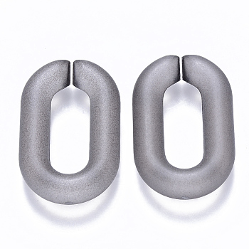 Transparent Acrylic Linking Rings, Quick Link Connectors, for Cable Chains Making, Frosted, Oval, Dark Gray, 31x19.5x5.5mm, Inner Diameter: 19.5x7.5mm