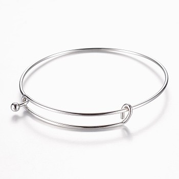 Adjustable 304 Stainless Steel Expandable Bangle Making, Stainless Steel Color, 2-3/8 inch(61mm)