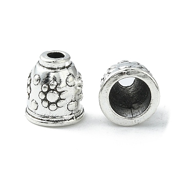 Apetalous Alloy Bead Caps, Tibetan Style, Cadmium Free & Lead Free, Antique Silver, 11x10mm, Hole: 3~8mm